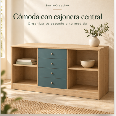 Cómoda con cajonera central