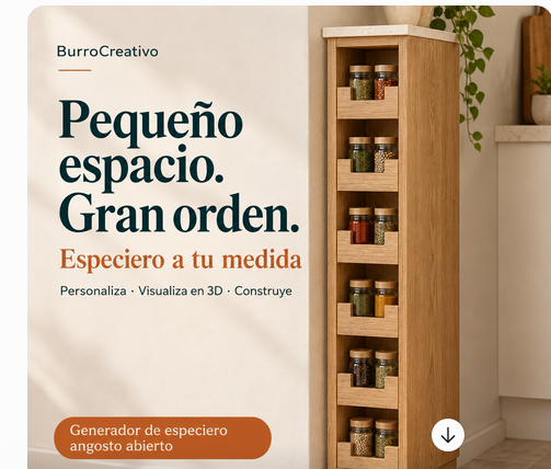 Especiero angosto abierto a medida