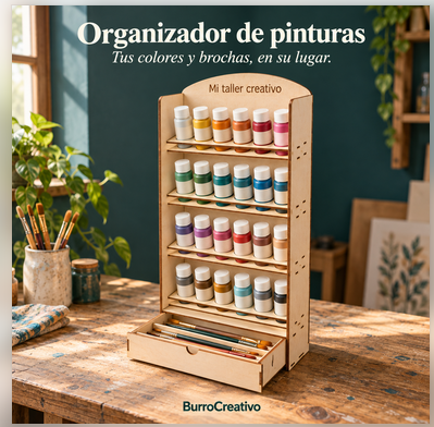 Organizador de pinturas y brochas