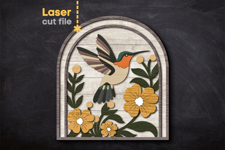 Archivo SVG de colibrí cortado con láser para Glowforge