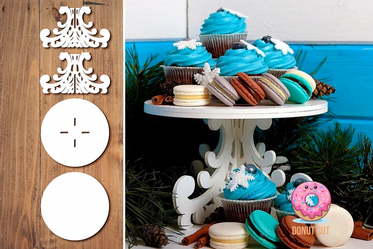 Archivos cortados con láser para soporte de pastel SVG