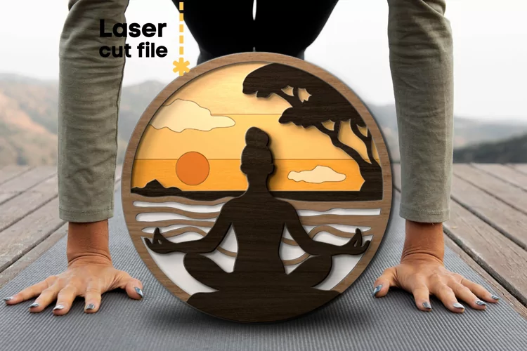 Archivos SVG de meditación cortados con láser