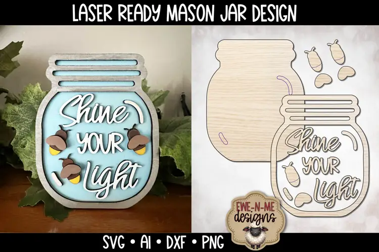 Brilla tu luz Luciérnagas en frasco Verano Corte láser SVG