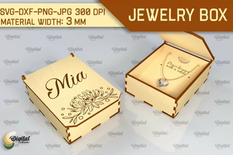 Caja de joyería 3D SVG. Caja de regalo pequeña cortada con láser