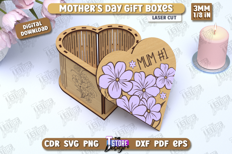 Caja de regalo para el Día de la Madre | Caja de regalo de madera | Caja de almacenamiento | CNC