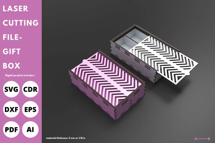 caja doble con tapa deslizante archivo cortado por láser svg