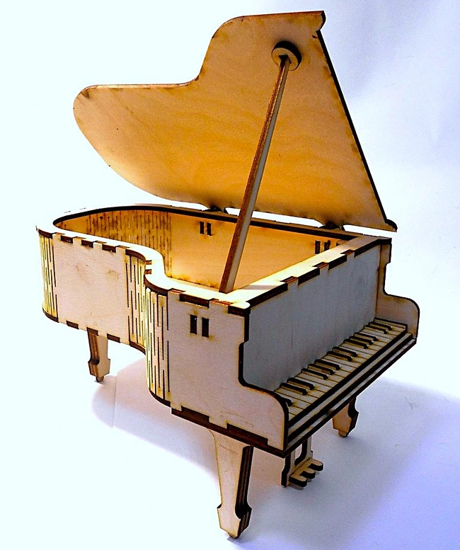 Caja en forma de piano para Corte Láser Gratis
