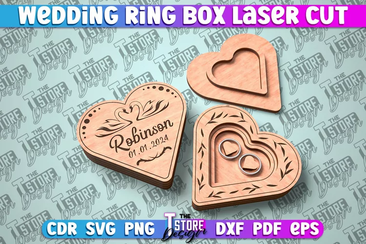 Caja para anillos de boda cortada a láser
