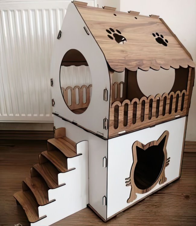Casa de gatos - Vector - Corte Laser