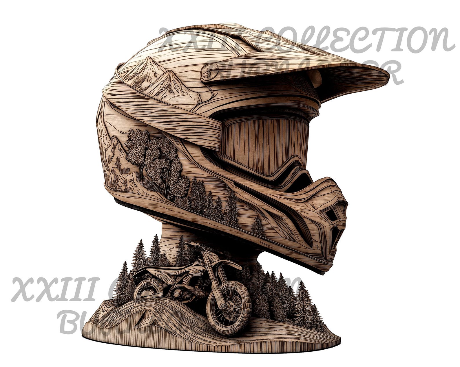Casco de Motocross Grabado en Efecto 3D – Diseño Artístico para Corte Láser