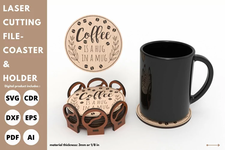 Coaster para taza de cafe - Corte laser - Gratis