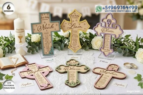 Cruces Personalizadas para Primera Comunión en Corte Láser