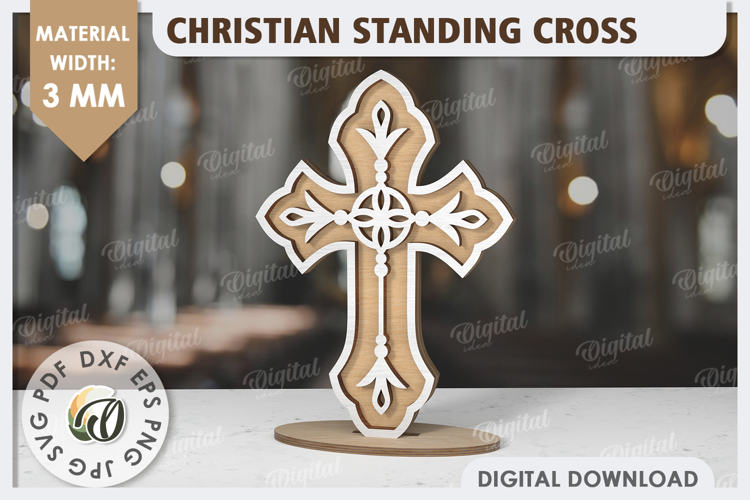 Cruz cristiana cortada a láser. Decoración cristiana de Pascua SVG.