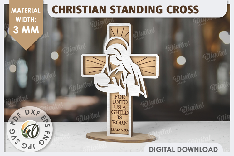 Cruz cristiana cortada a láser. Decoración cristiana de Pascua SVG.