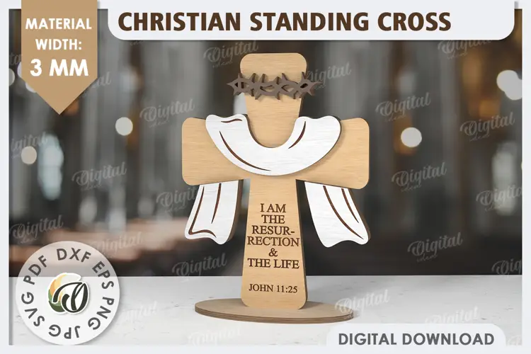 Cruz cristiana cortada a láser. Decoración cristiana de Pascua SVG.
