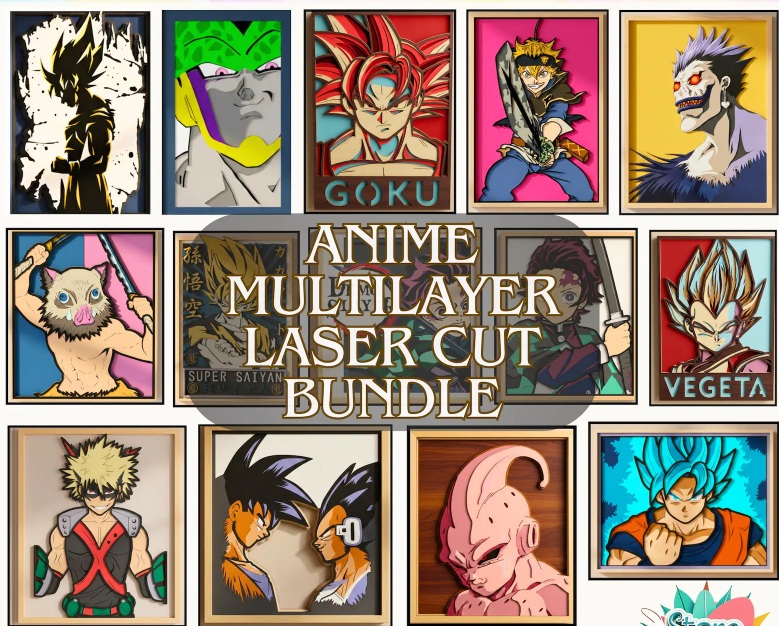 Cuadros Anime Multicapa – Pack de Diseños para Corte Láser