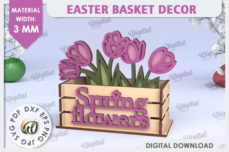 Decoración de cesta. Flores de primavera SVG