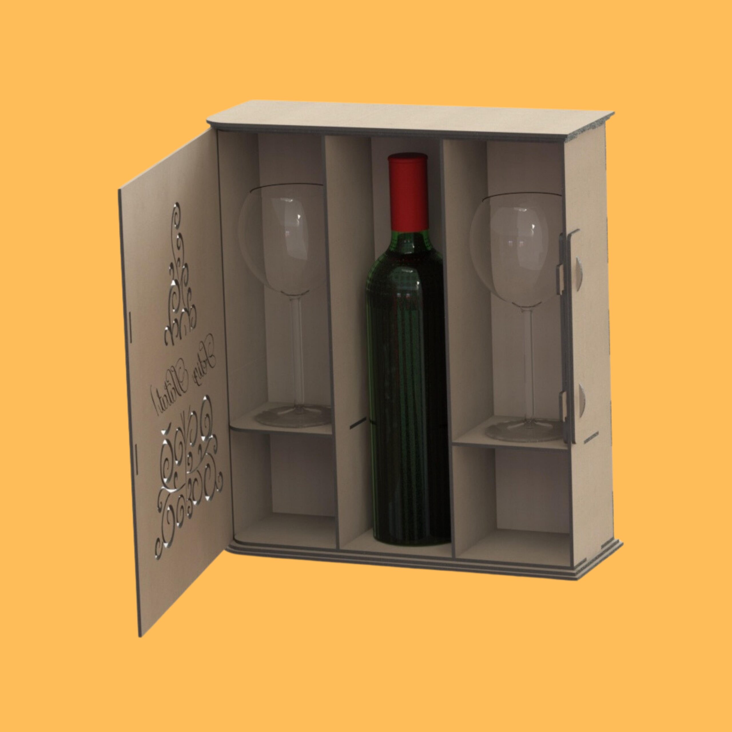 Descarga caja de vino con vasos