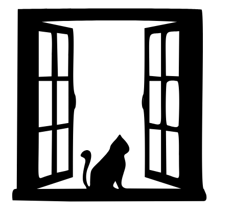 Descarga cuadro con ventana y gato - corte láser