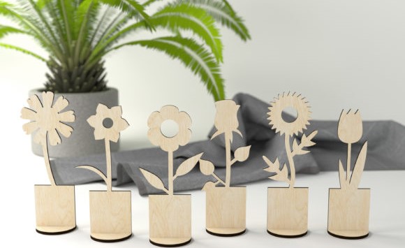 Descarga Vector - Flores de madera - Corte Láser
