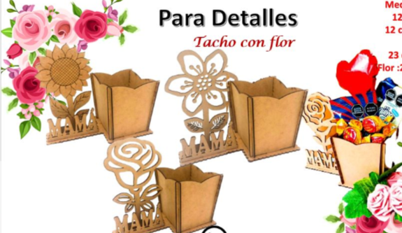 Detalle dia de las madres - Flor con caja - Corte laser