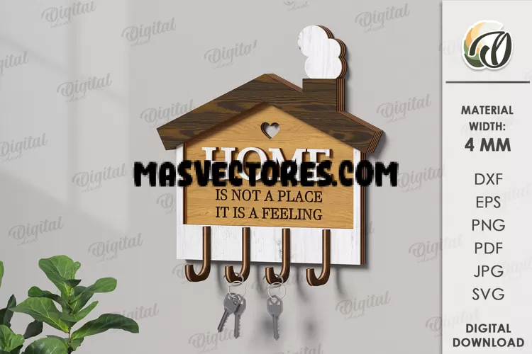 Llaveros de casa en capas cortados con láser. Llaveros SVG.