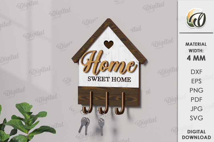 Llaveros de casa en capas cortados con láser. Llaveros SVG.