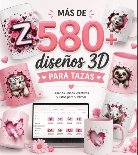 Mas de 580 diseños 3D para tazas