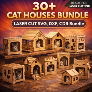 Mega Pack de Más de 30 Casas para Gatos en Corte Láser