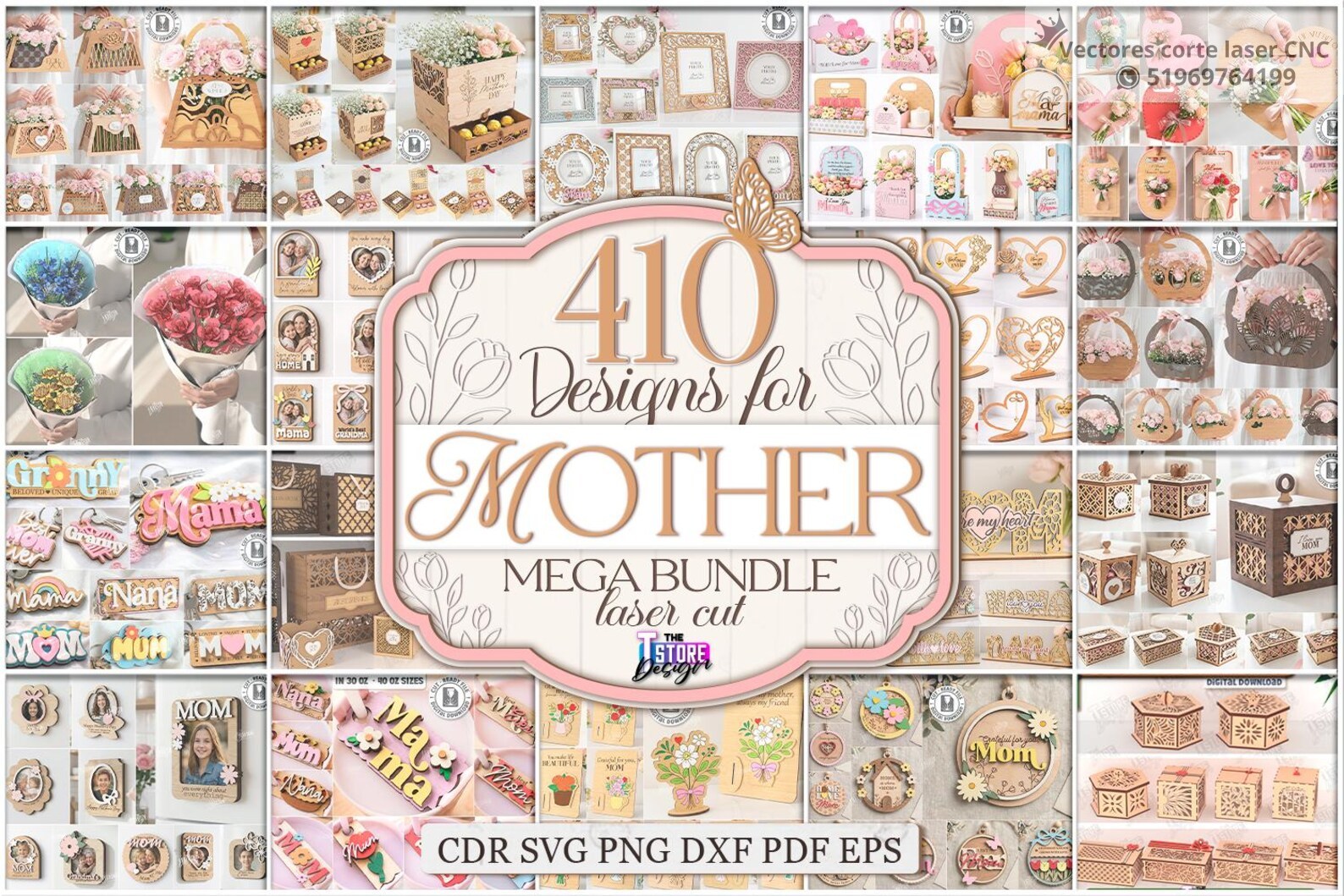 Mega Pack Día de la Madre – 410 Diseños para Corte Láser