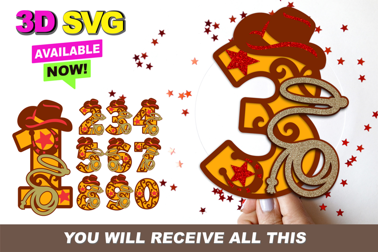 Numeros multicapa vaquero - Corte Laser - Gratis