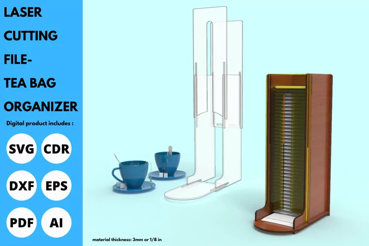 Organizador de bolsas de té - SVG - archivo de corte por láser