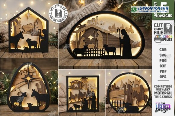 Pack de Nacimientos Navideños Iluminados en Capas