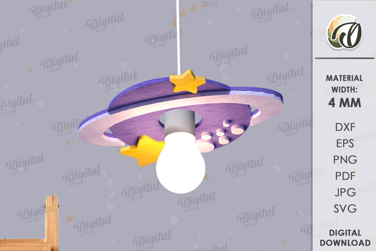 Pantalla de luz colgante para niños cortada con láser. Decoración de la habitación para niños SVG