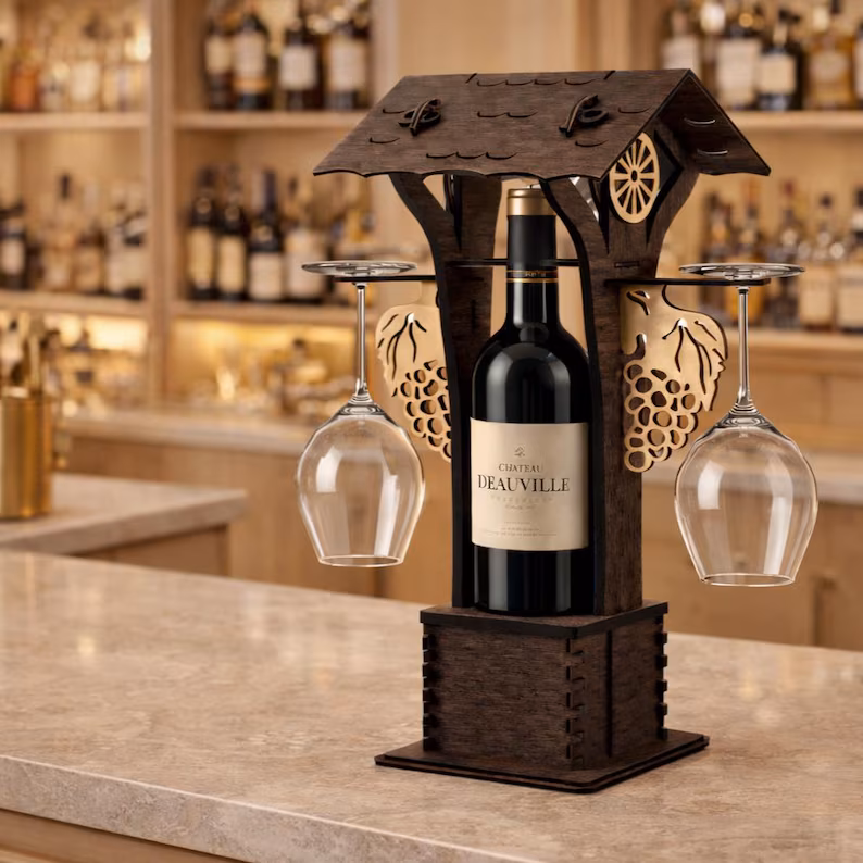 Porta botella de copa y vino