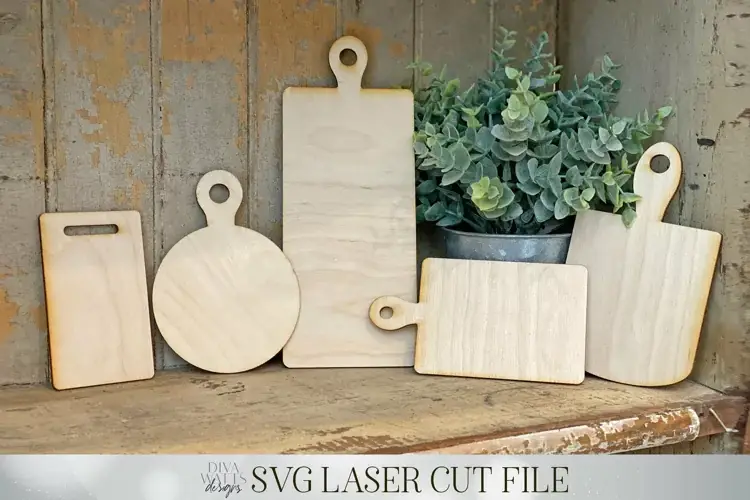 Tablas de cortar 3D de estilo rústico para Glowforge