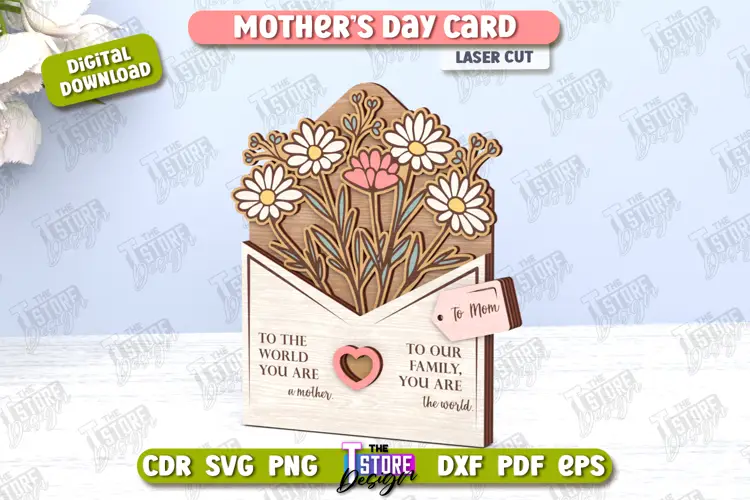 Tarjeta del Día de la Madre | Idea de regalo | Tarjeta de felicitación | Archivo CNC