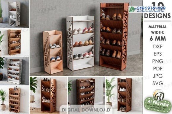 Zapatero Vertical Multinivel con Laterales Decorativos